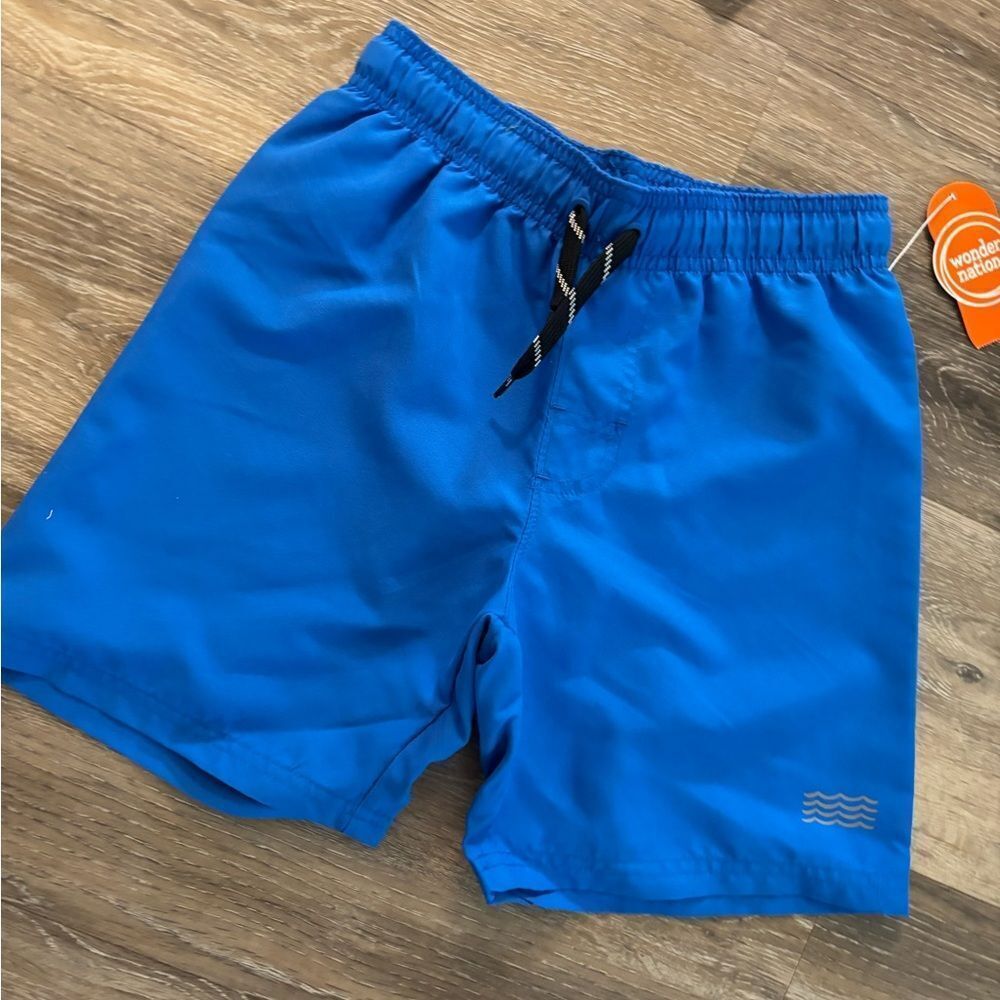 New Boys Wonder Nation Blue Swim Shorts Sz M 8